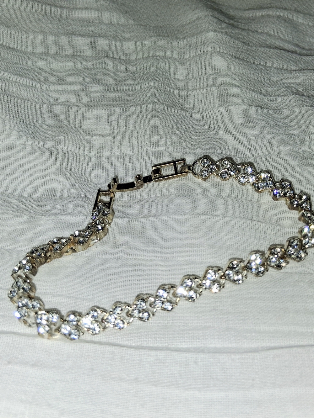 Silver-Tone Crystal Tennis Bracelet - Clear